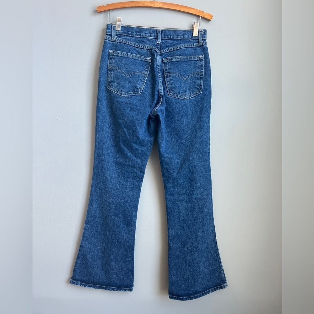 Liquid Y2K Vintage Floral Embroidered Flare Denim Jeans 100% Cotton Sz 9 - Picture 7 of 9
